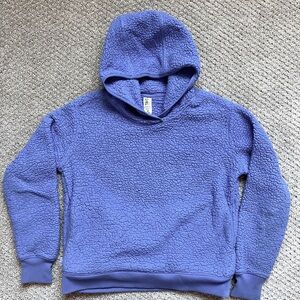 EUC Athleta Girl Periwinkle colored fluffy hoodie / sweater. Size 8-10 M